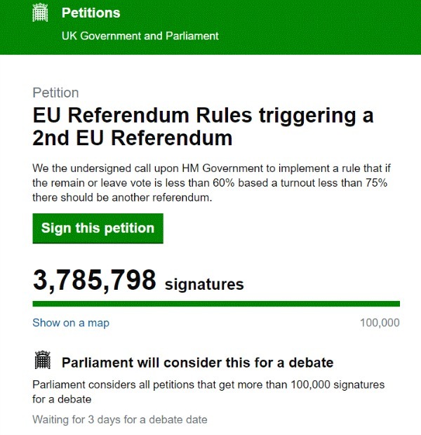 Petice pro opakovani refenda o Brexitu