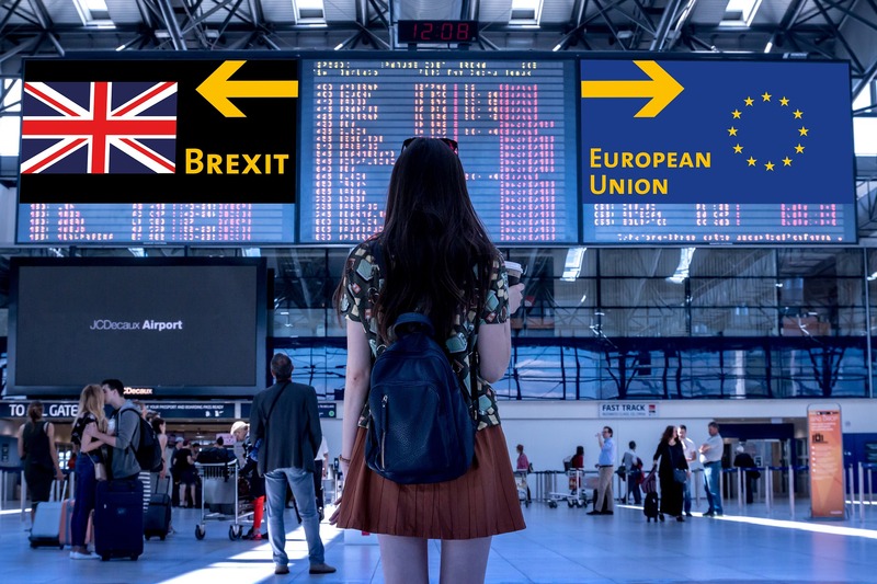 EU and Brexit sign at the airport