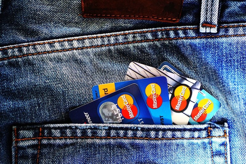 Jeans pocket with Master cards