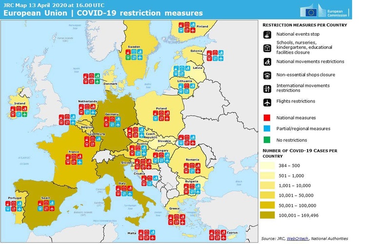 Mape of EU_restriction measures COVID-19