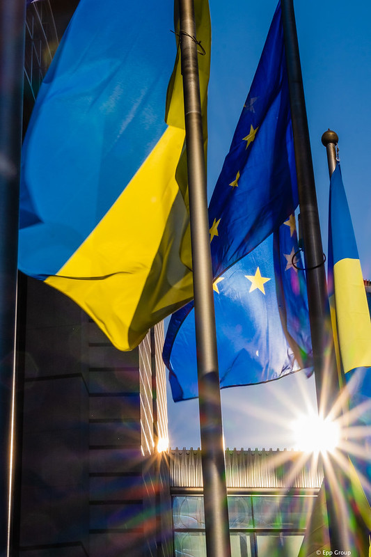 Ukrainian and EU flag